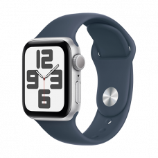 Apple Watch SE GPS 40mm Silver Aluminium Case with Sport Band SM Storm Blue