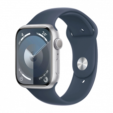 Apple Watch Series 9 GPS 45mm Silver Aluminium Case with Sport Band M/L Storm Blue