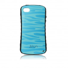 Силиконов калъф с кожен гръб Fashion Style за IPhone 4s син вълни