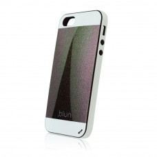 Силиконов калъф Fashion Style с кожен гръб за IPhone 5s черен-бял