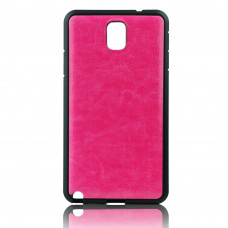 Силиконов калъф Fashion Style с кожен гръб за Samsung Galaxy Note 3 тъмно розов