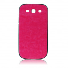 Калъф с кожен гръб Fashion Style – силиконов за Samsung Galaxy s3 тъмно розов