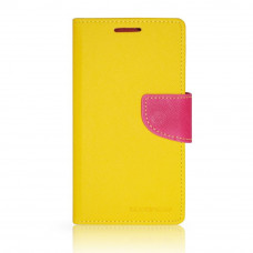 Калъф тефтер-текстил Mercury за Samsung Galaxy S4 I9500 Жълт-розов