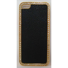 PVC-пластмасов калъф за Apple iPhone 5 черен със златна рамка